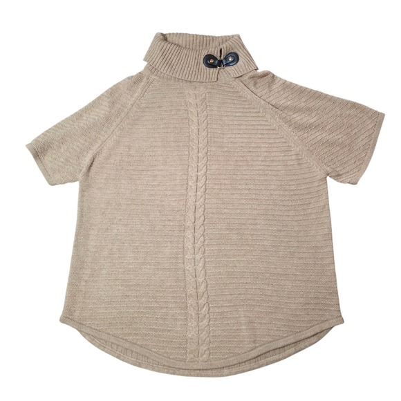 Lane Bryant Sweater Beige Short Sleeve Cable Knit Turtleneck Top Size 18/20 - Picture 1 of 7